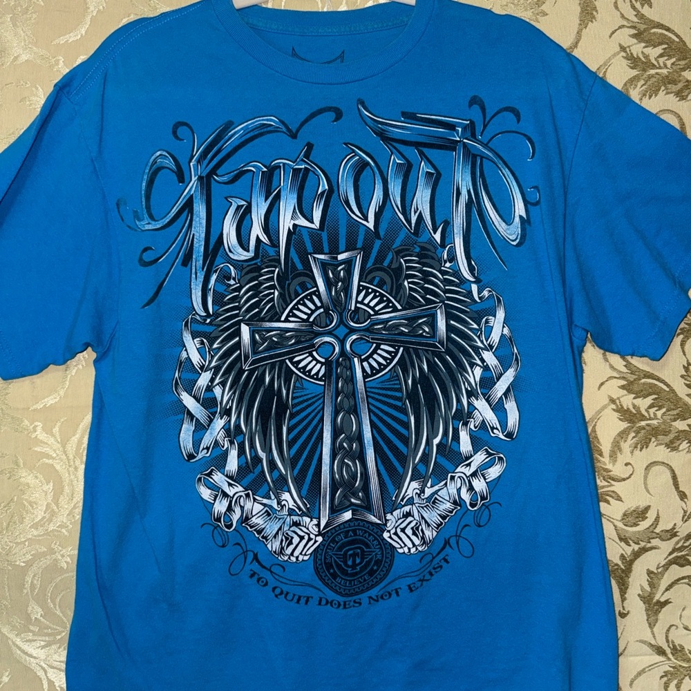 Vtg Tapout Blue Short Sleeve Graphic Tee